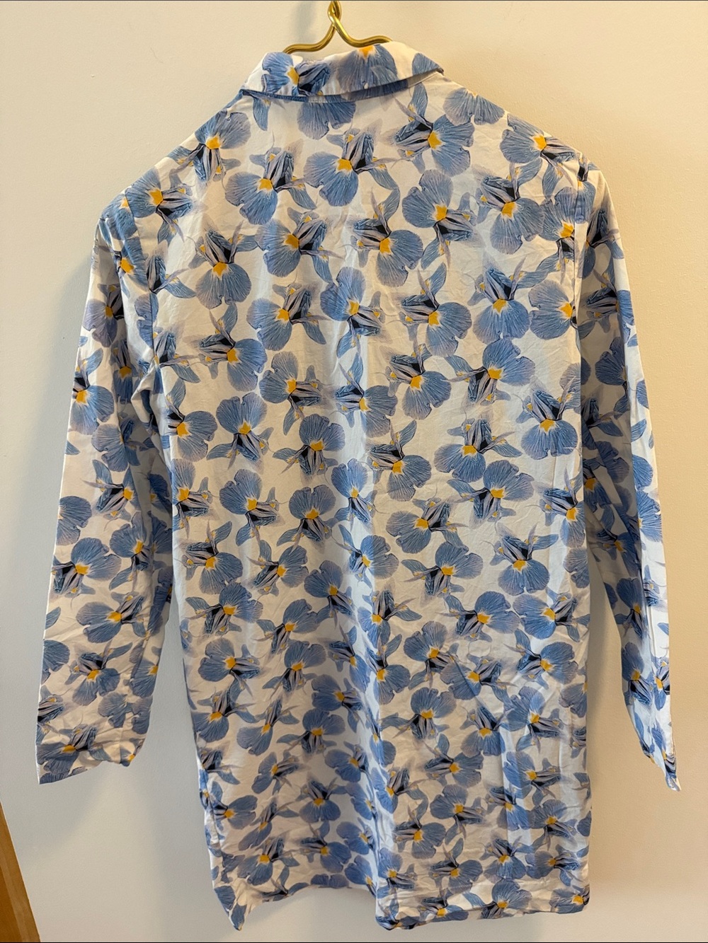 Cos Long Sleeve Cotton Shirt Dress in Blue, White & Yellow Floral Print. Size 4 - Picture 4 of 7